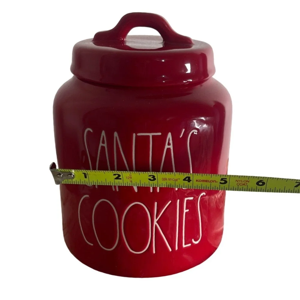 Rae Dunn Santa Cookies Jar Red‎ Ceramic Christmas Holiday Kitchen Decor Lid